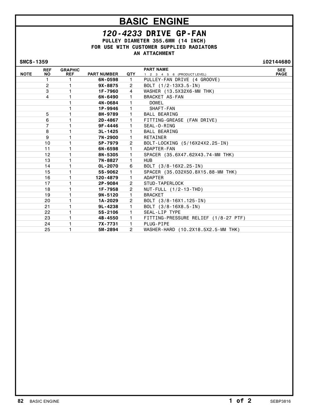 6N-0598 - PULLEY-FAN DRIVE (4-GROOVE)