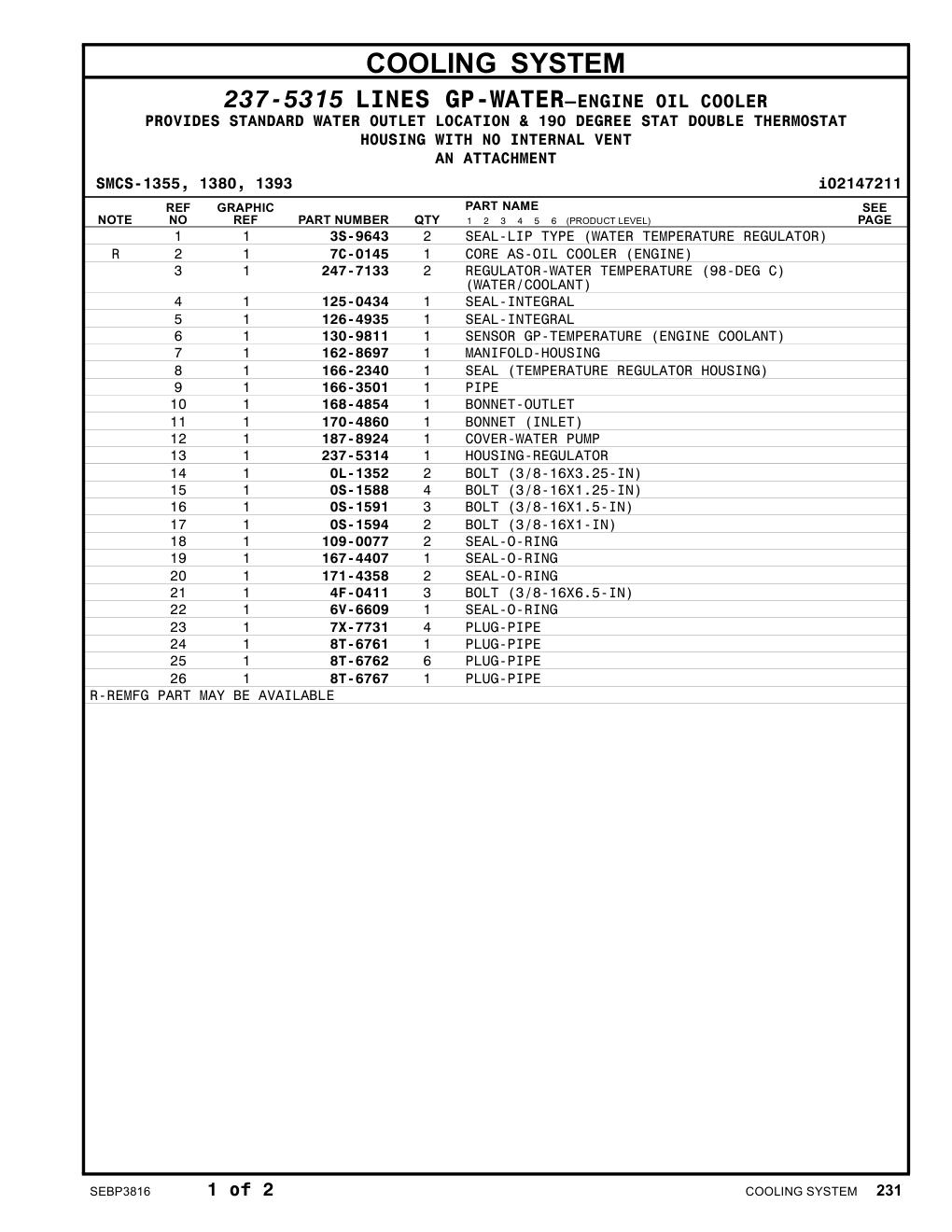 237-5314 HOUSING-REGULATOR CAT parts manual diagram
