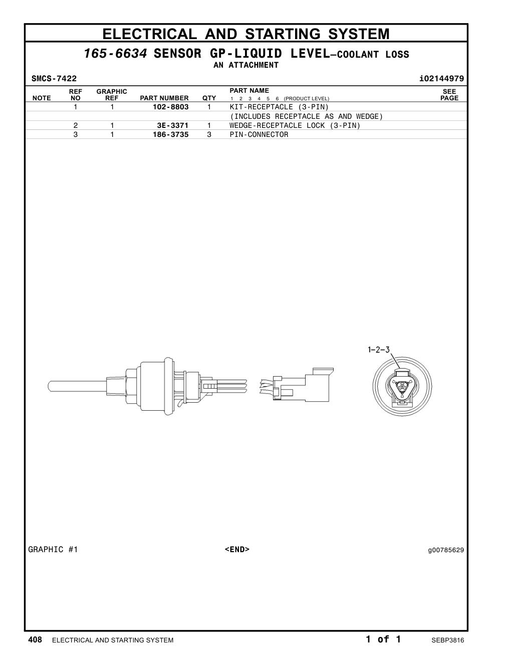 3E-3371 - WEDGE-RECEPTACLE LOCK (3-PIN)