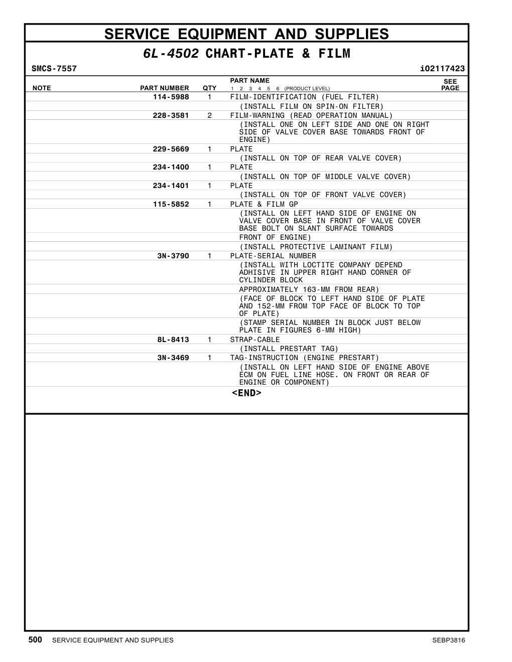 114-5988 - FILM-IDENTIFICATION (FUEL FILTER) (INSTALL FILM ON SPIN-ON FILTER)