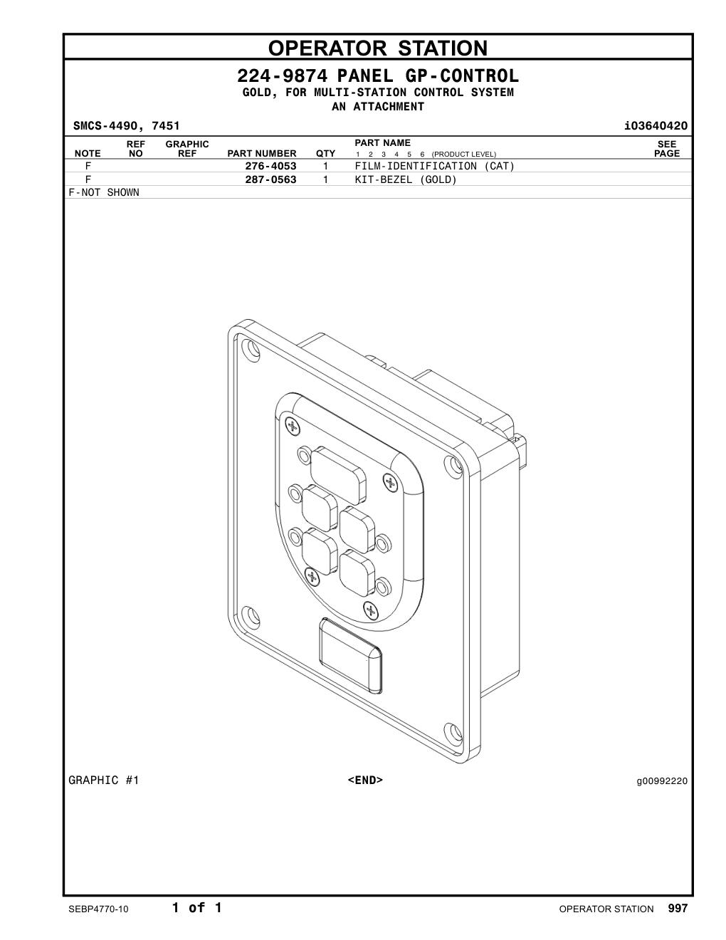 287-0563 - KIT-BEZEL (GOLD)