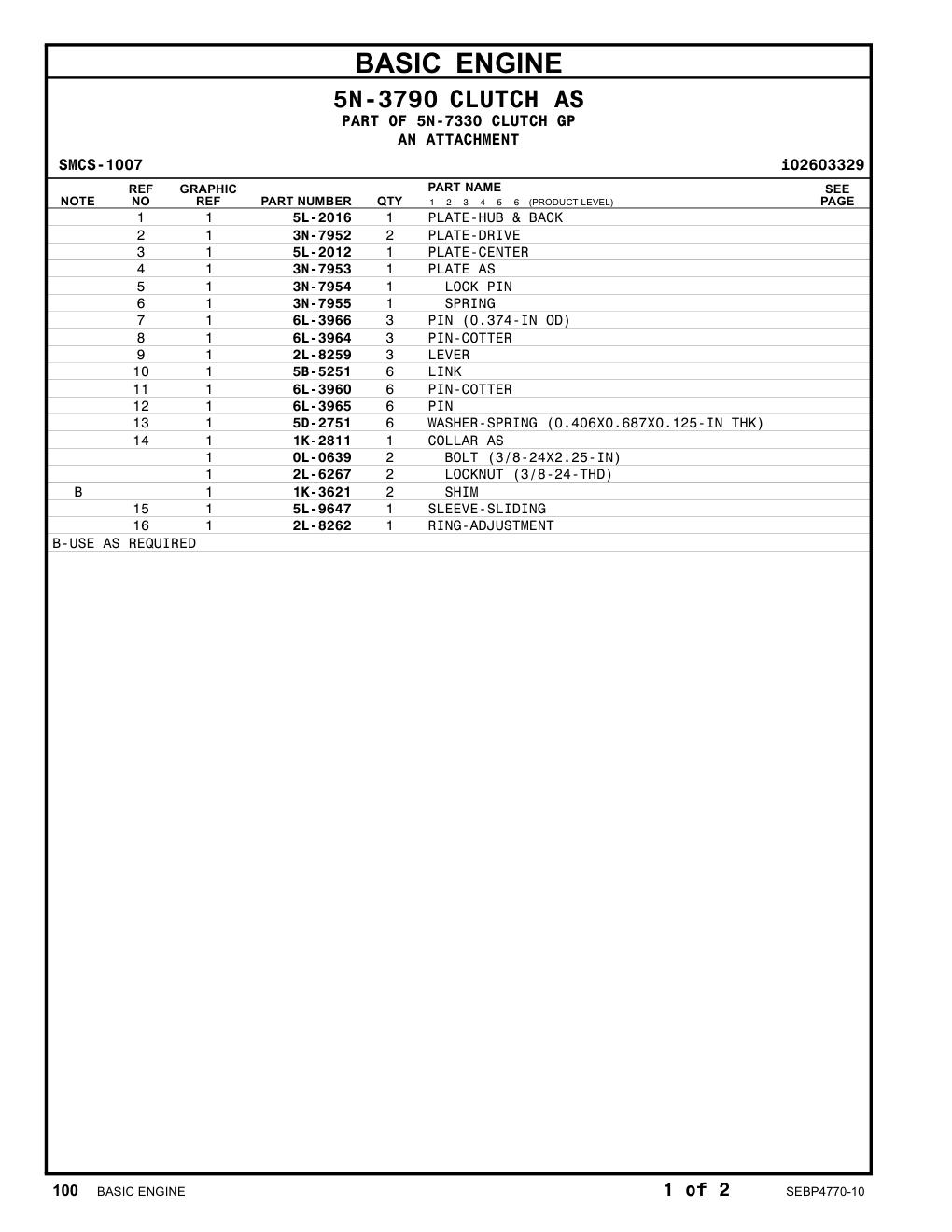 1K-2811 COLLAR AS CAT parts manual diagram