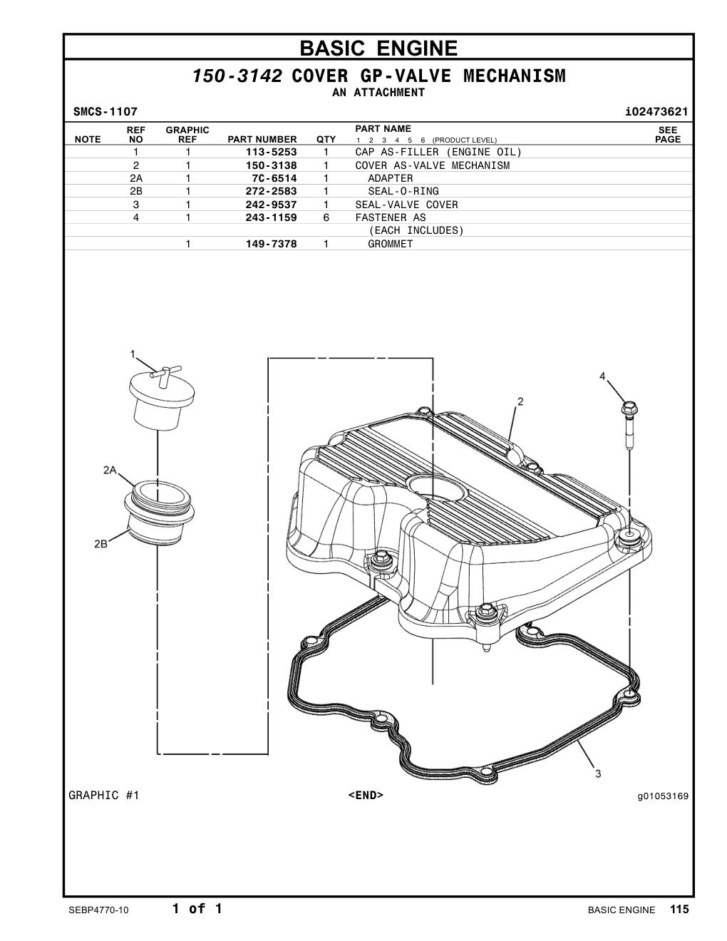 150-3138 COVER AS-VALVE MECHANISM CAT parts manual diagram