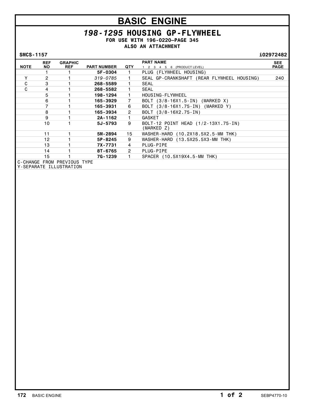 198-1294 HOUSING-FLYWHEEL CAT parts manual diagram