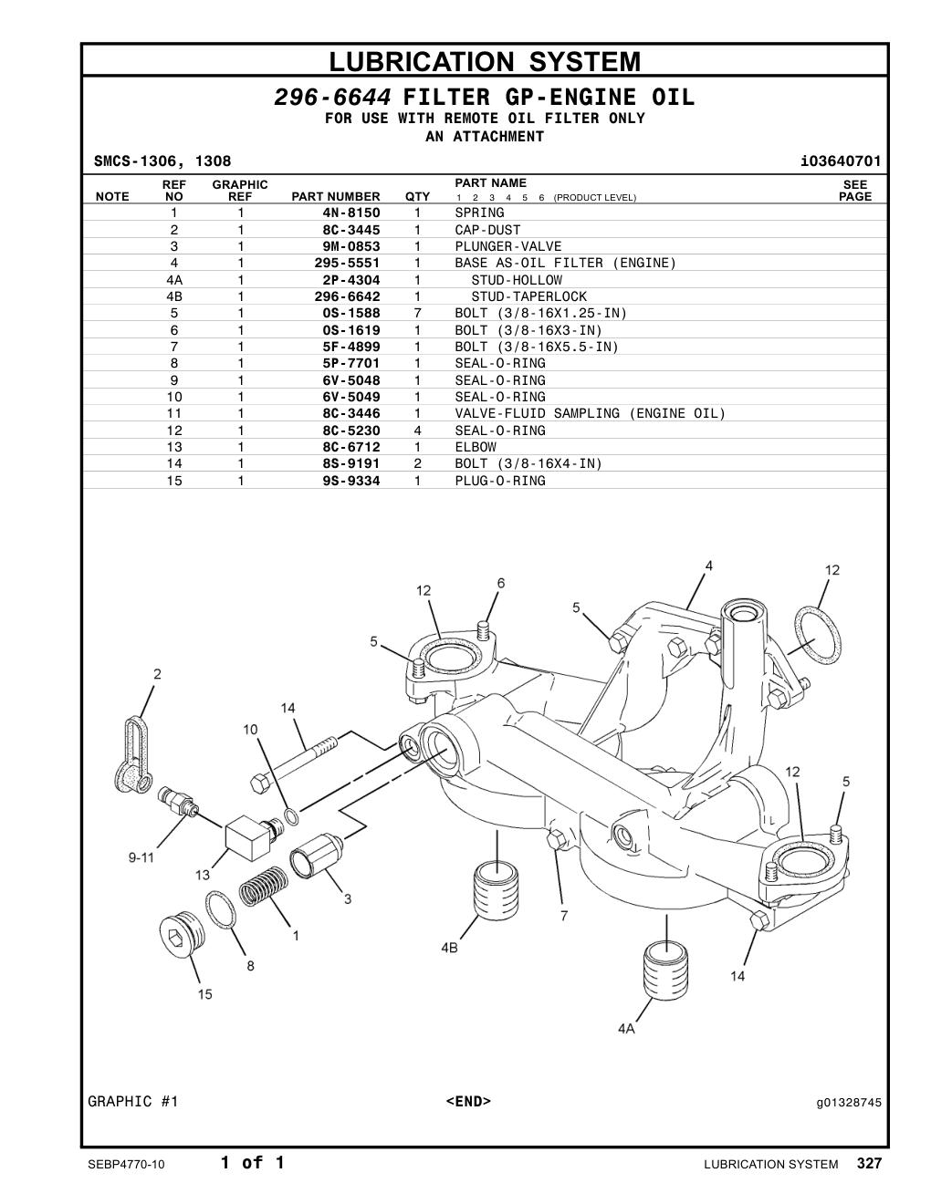 295-5551 BASE AS-OIL FILTER (ENGINE) CAT parts manual diagram
