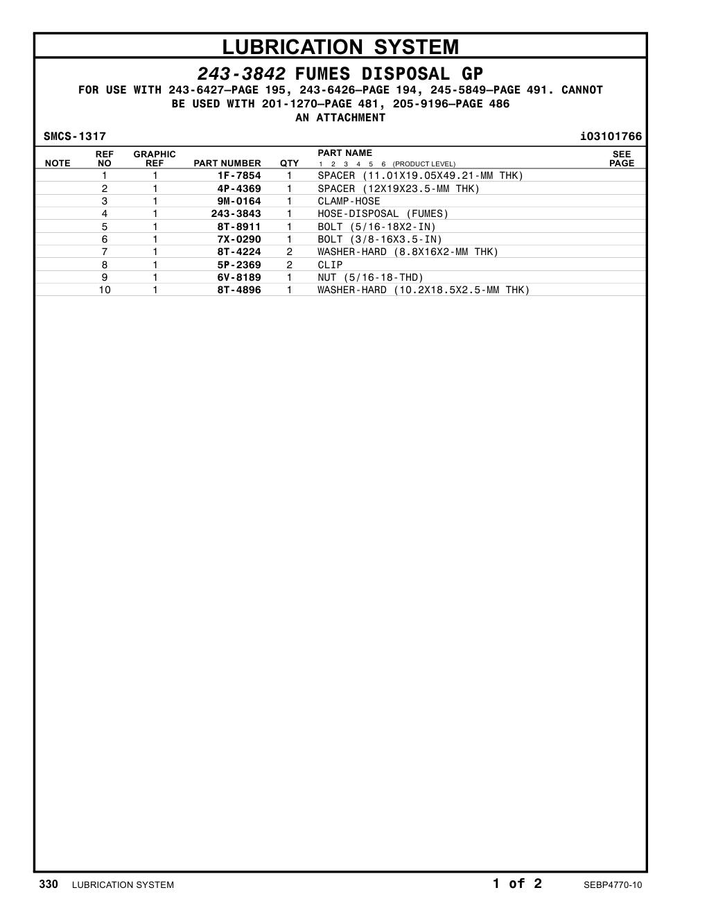 1F-7854 SPACER (11.01X19.05X49.21-MM THK) CAT parts manual diagram