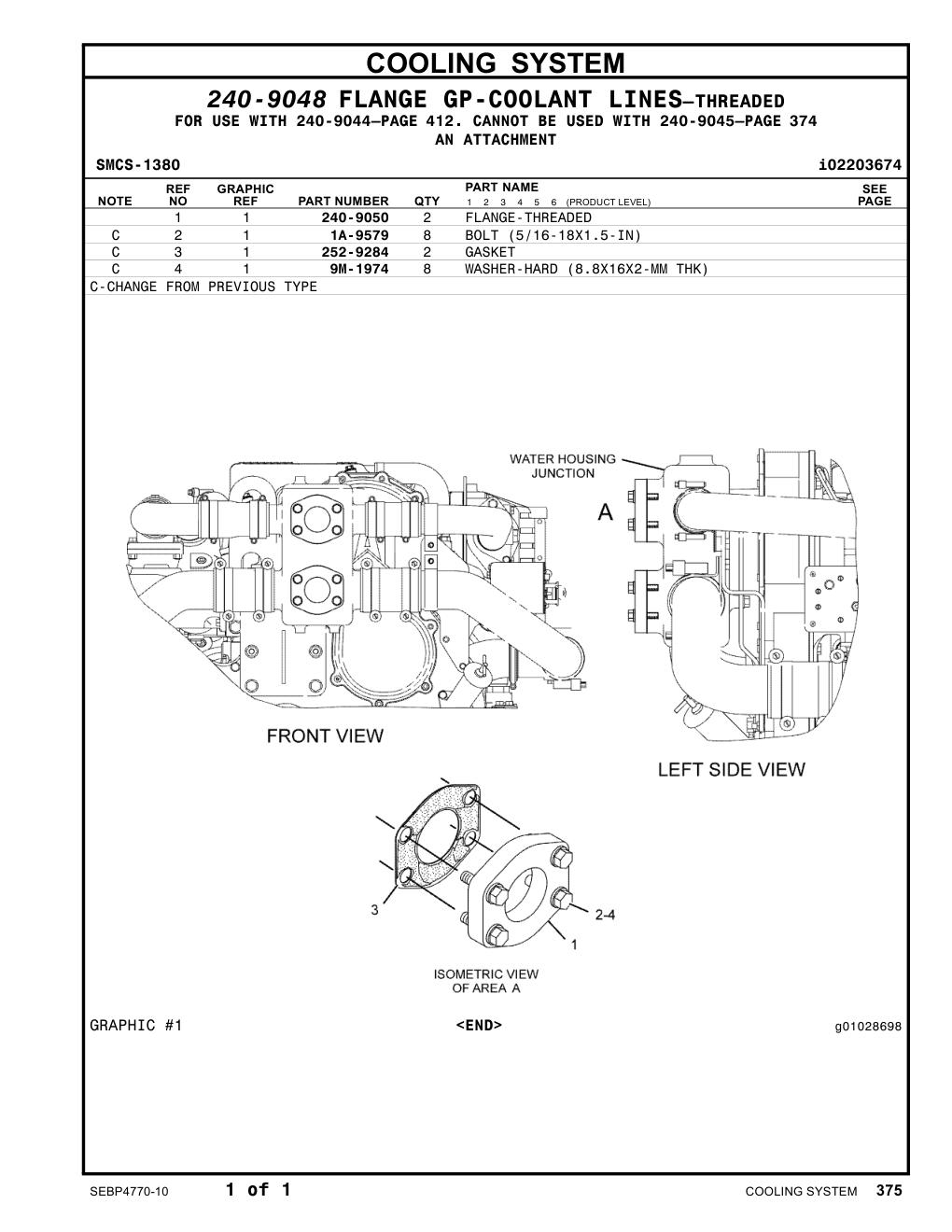240-9050 FLANGE-THREADED CAT parts manual diagram