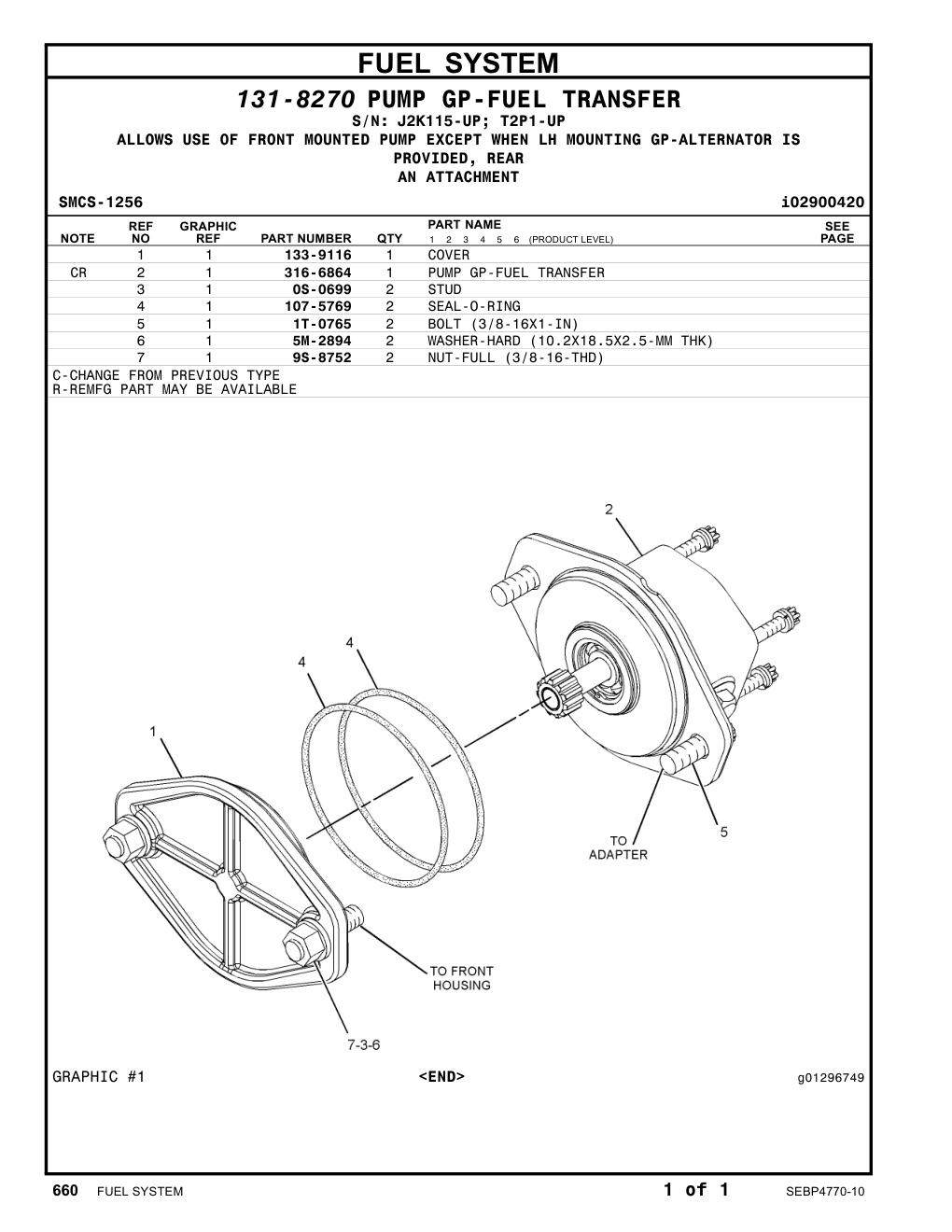 316-6864 - PUMP GP-FUEL TRANSFER