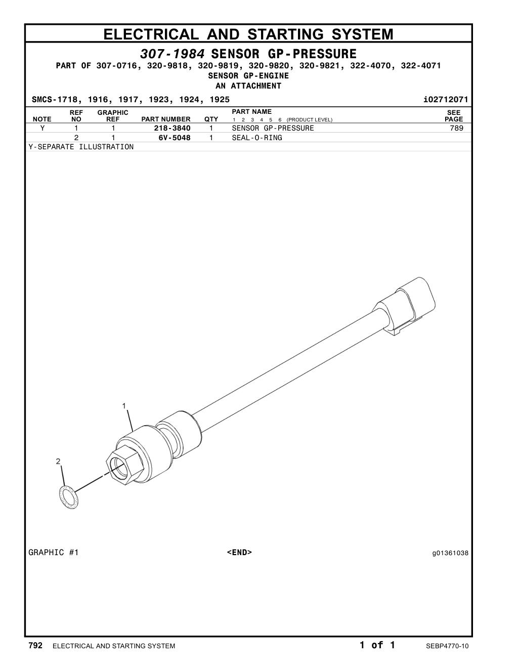 218-3840 - SENSOR GP-PRESSURE (AIR INLET MANIFOLD)