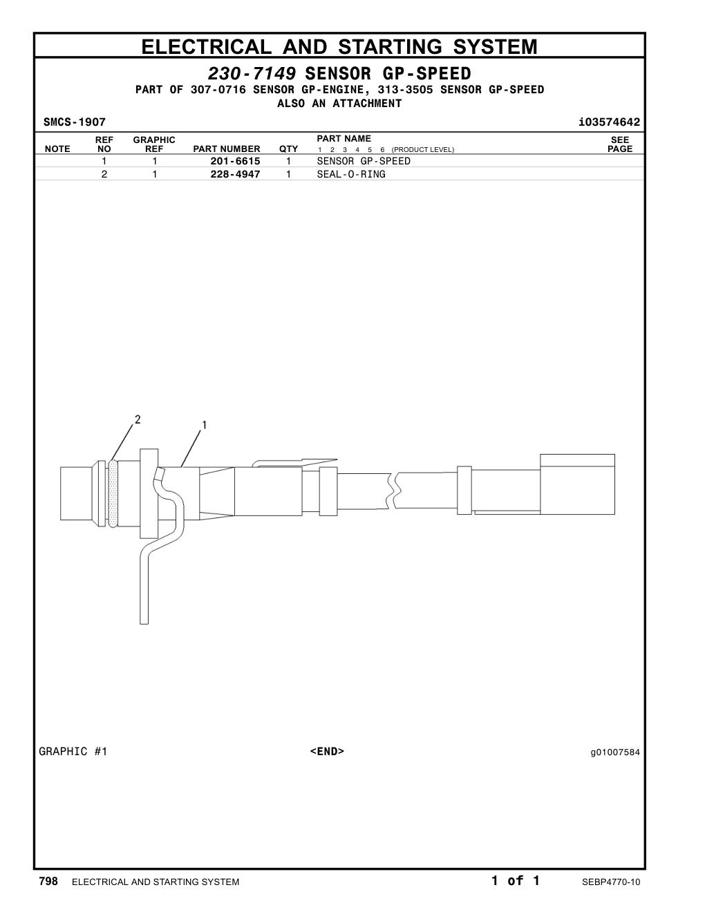 201-6615 - SENSOR GP-SPEED (ENGINE TIMING)