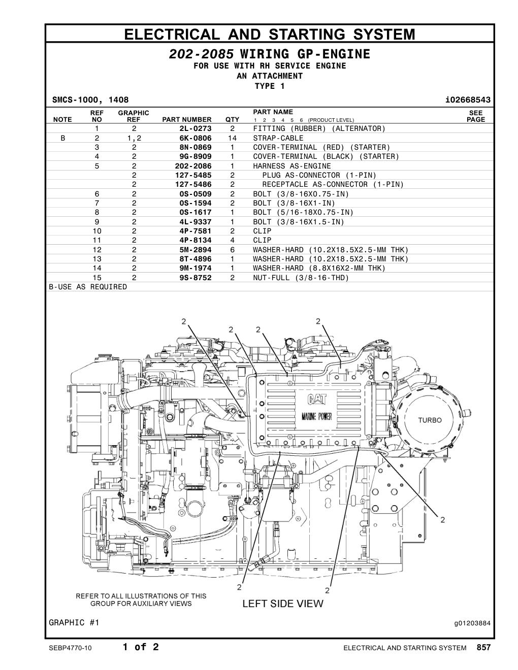 202-2086 HARNESS AS-ENGINE CAT parts manual diagram