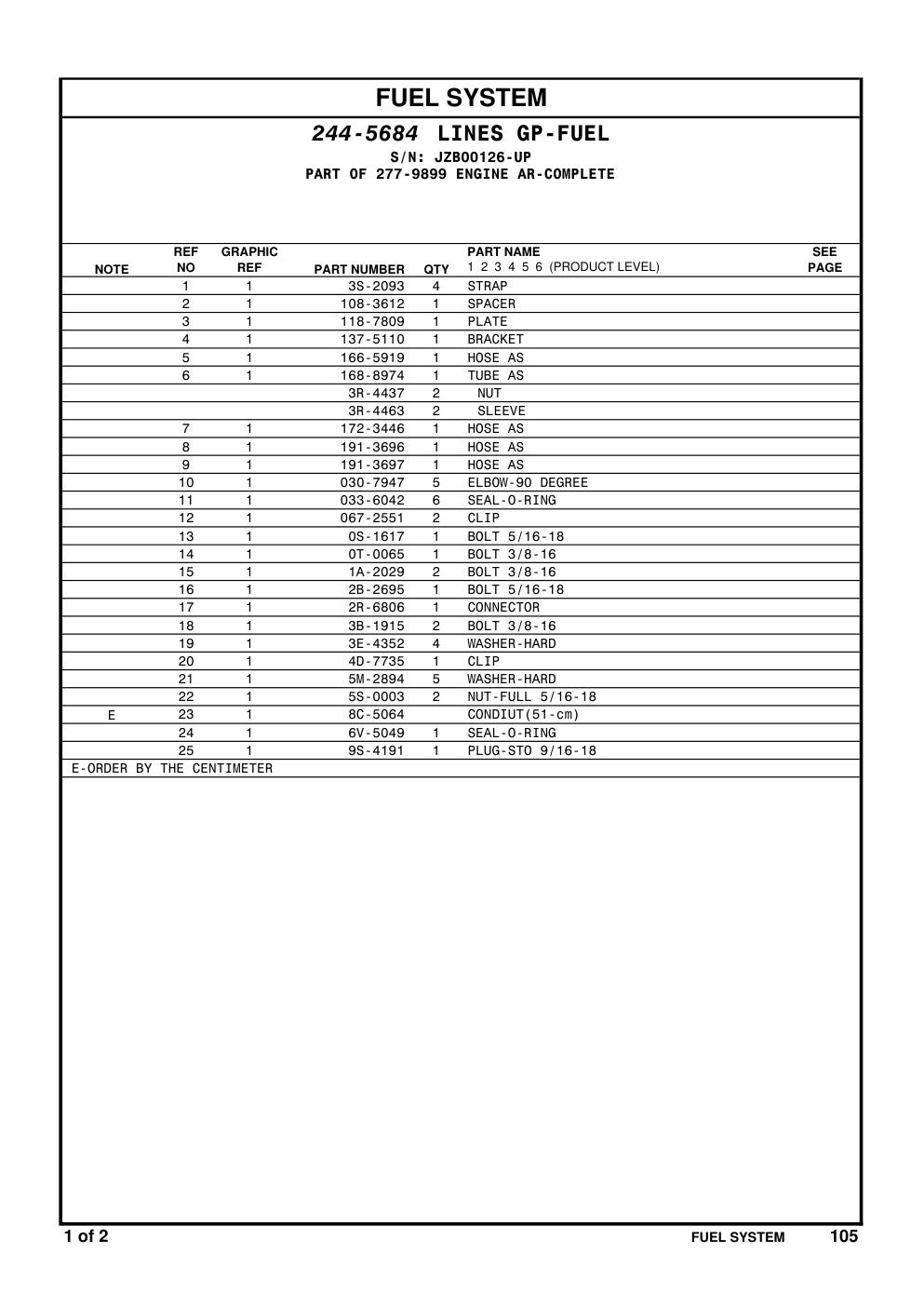 166-5919 HOSE AS · S/N JZB00126-UP CAT parts manual diagram