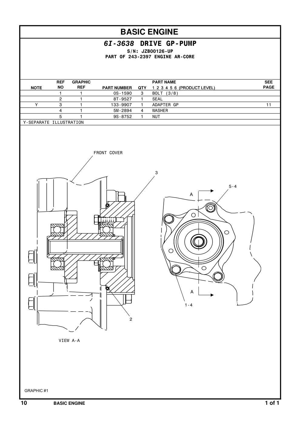 133-9907 ADAPTER GP · S/N JZB00126-UP CAT parts manual diagram