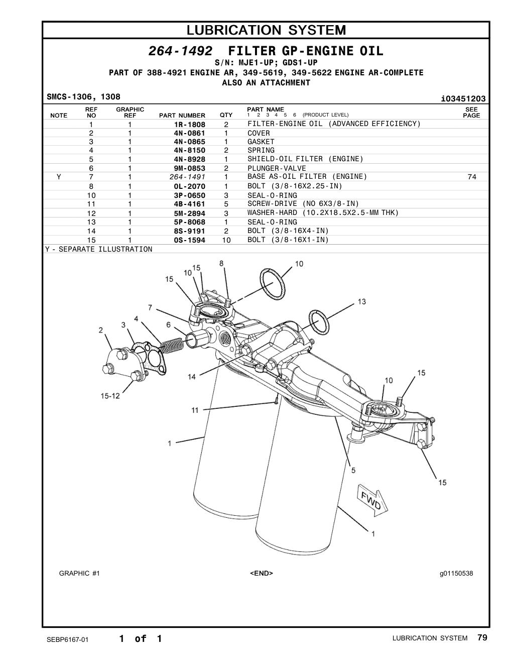264-1491 BASE AS-OIL FILTER (ENGINE) CAT parts manual diagram