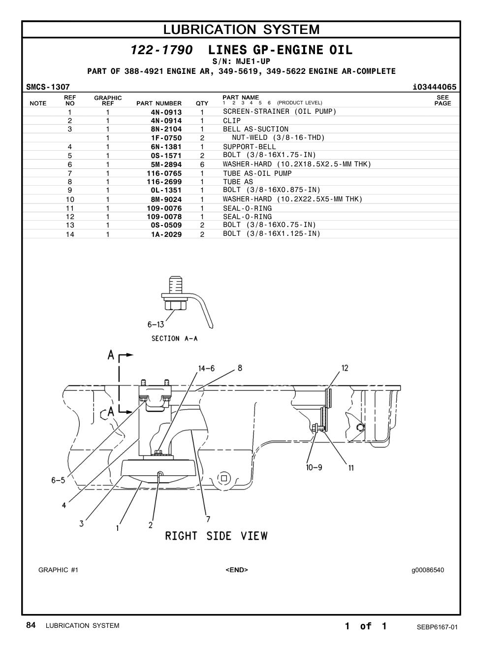 6N-1381 SUPPORT-BELL · S/N MJE1-UP CAT parts manual diagram