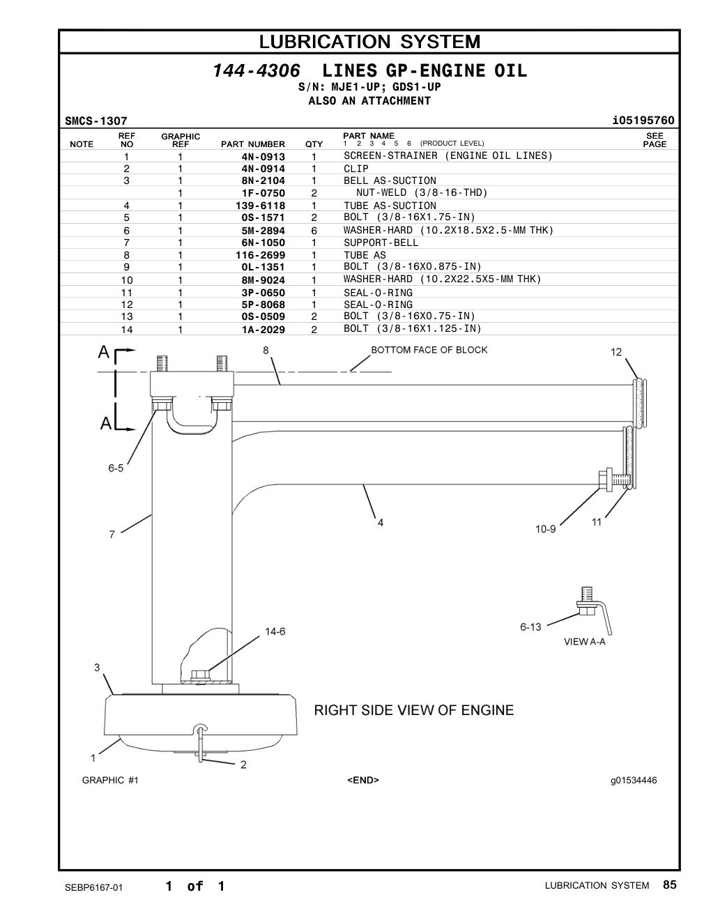 139-6118 TUBE AS-SUCTION CAT parts manual diagram