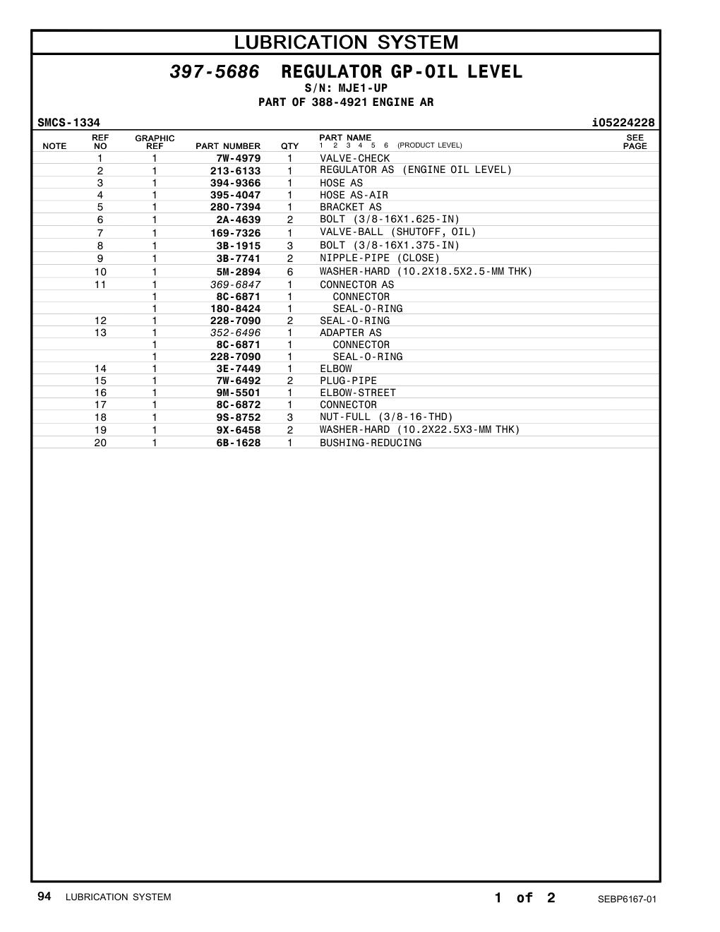 280-7394 BRACKET AS · S/N MJE1-UP CAT parts manual diagram