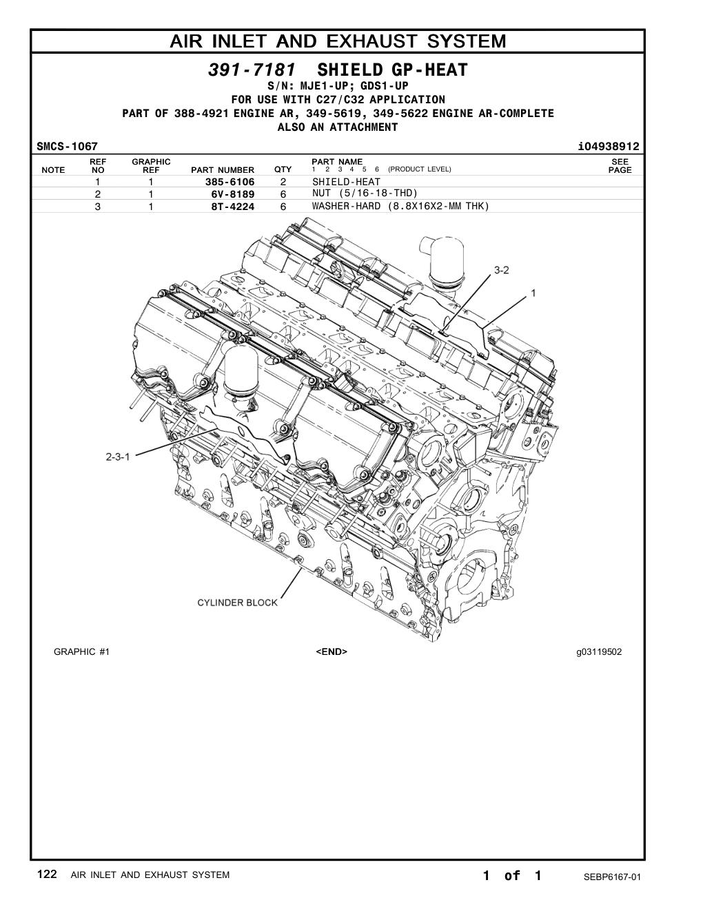 385-6106 SHIELD-HEAT CAT parts manual diagram
