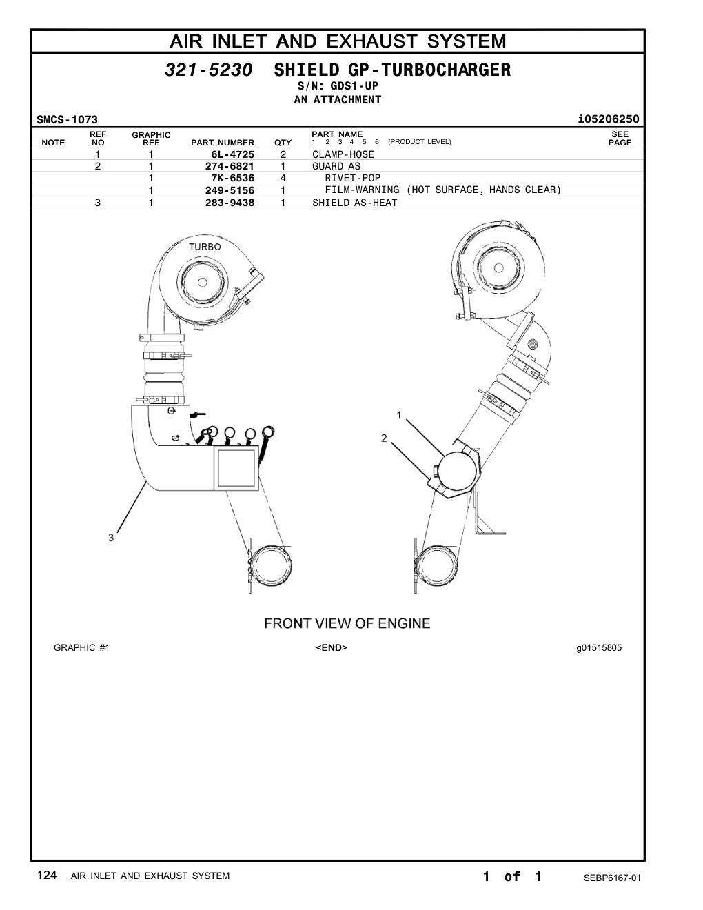 283-9438 SHIELD AS-HEAT · S/N GDS1-UP CAT parts manual diagram