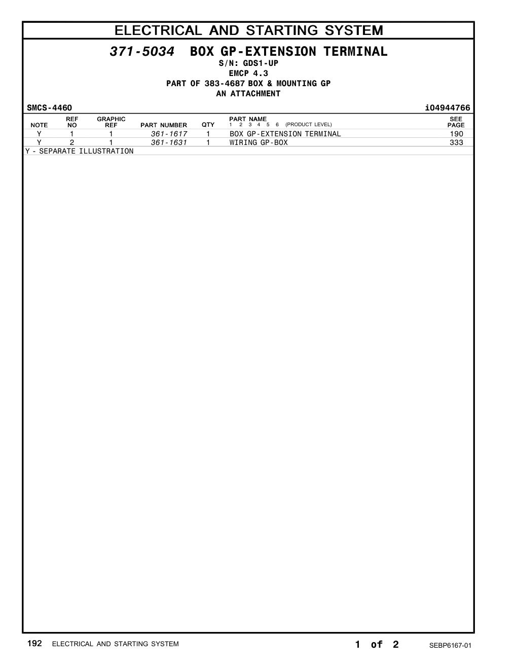 361-1631 - WIRING GP-BOX