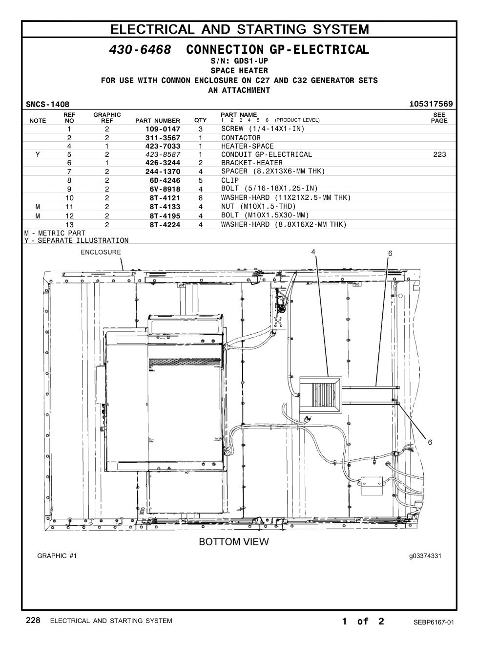 109-0147 SCREW (1/4-14X1-IN) · S/N GDS1-UP CAT parts manual diagram