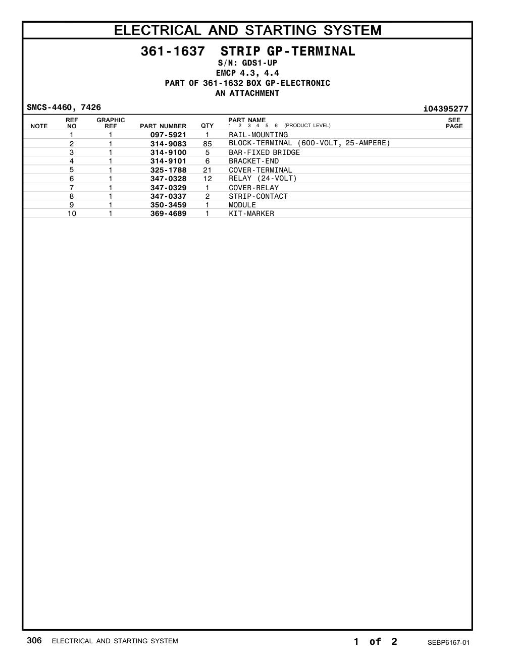 347-0337 STRIP-CONTACT · S/N GDS1-UP CAT parts manual diagram