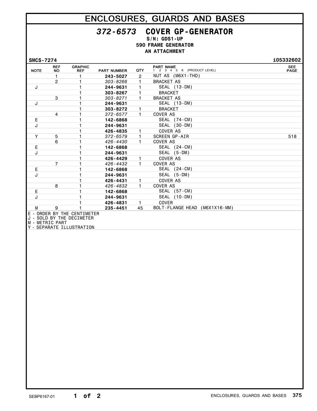 303-8267 BRACKET · S/N GDS1-UP CAT parts manual diagram