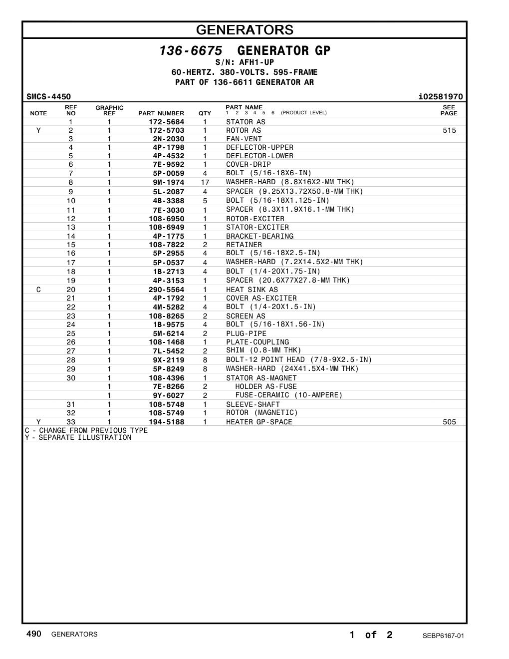 172-5684 STATOR AS · S/N AFH1-UP CAT parts manual diagram