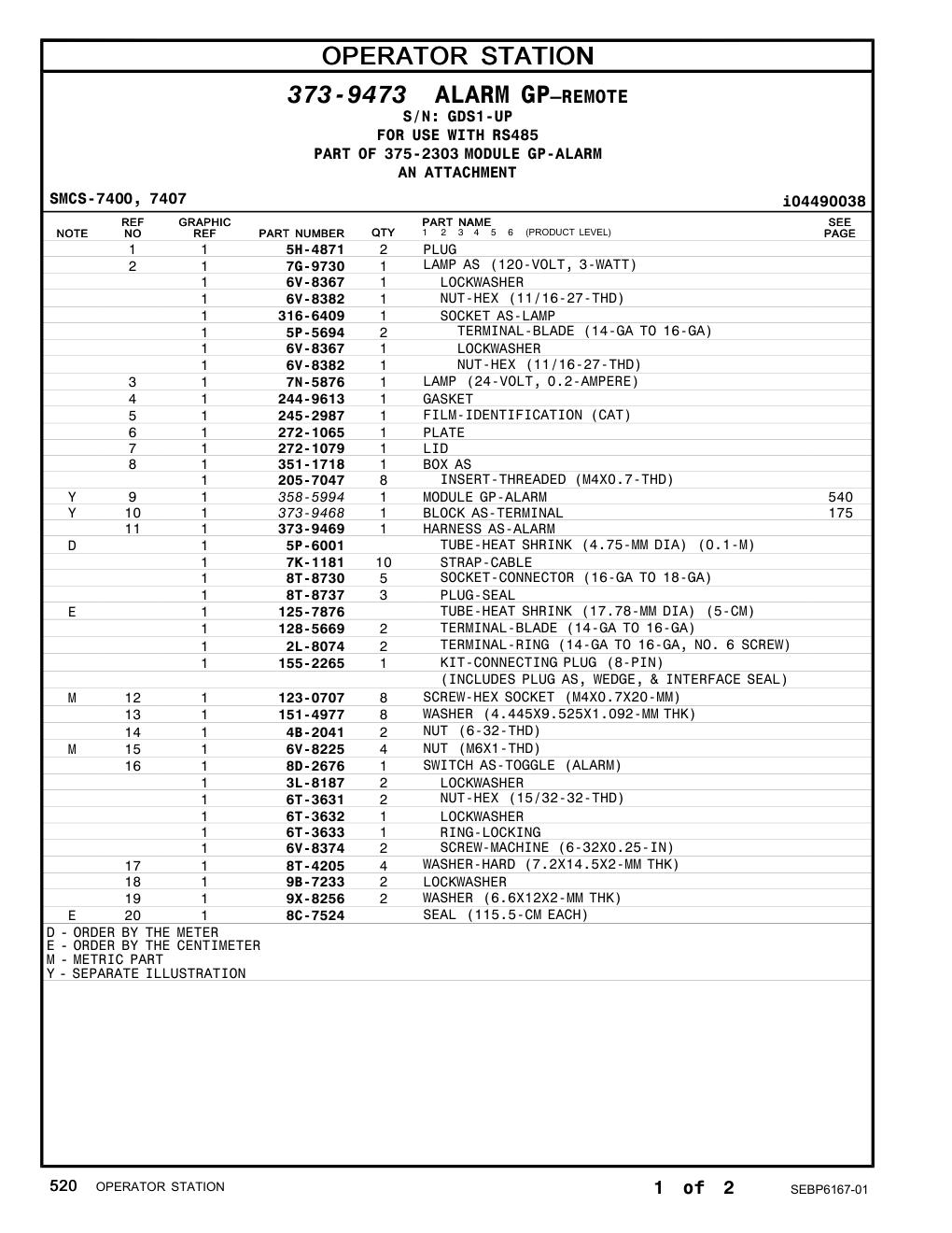 205-7047 INSERT-THREADED (M4X0.7-THD) · S/N GDS1-UP CAT parts manual diagram