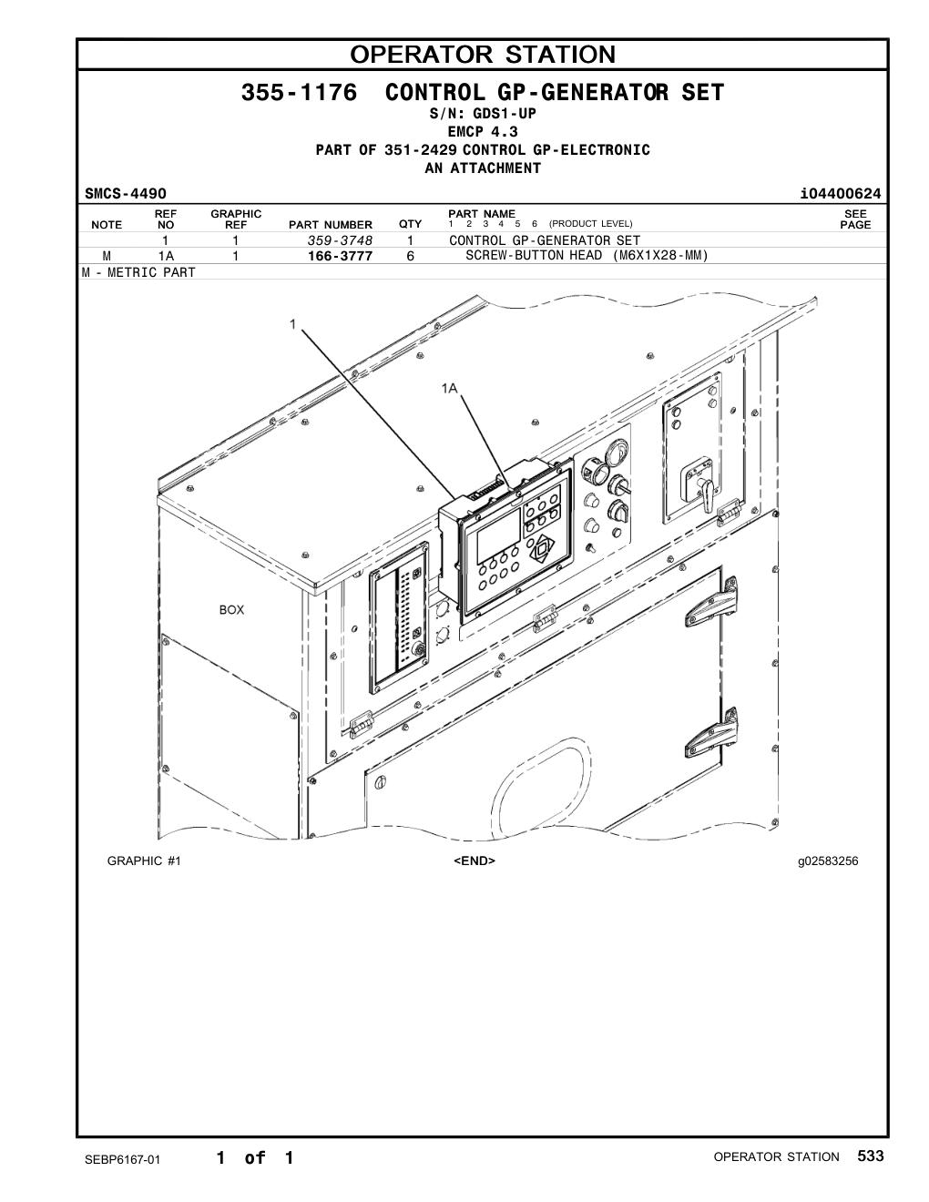 359-3748 - CONTROL GP-GENERATOR SET