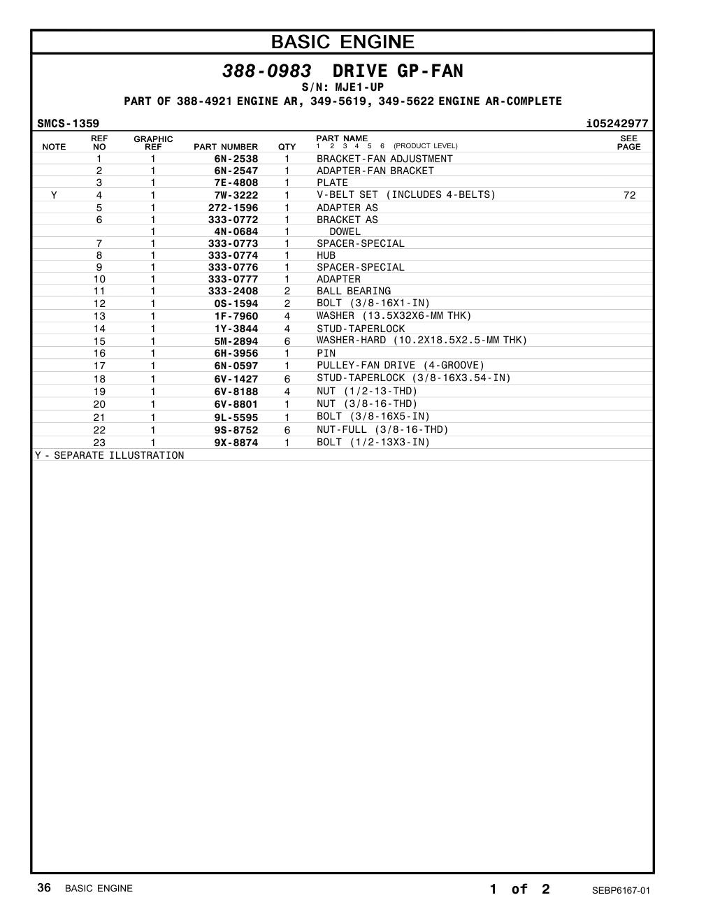 1Y-3844 STUD-TAPERLOCK · S/N MJE1-UP CAT parts manual diagram