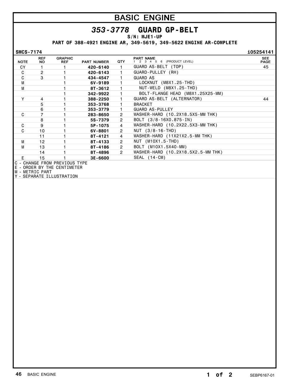 353-3768 BRACKET · S/N MJE1-UP CAT parts manual diagram