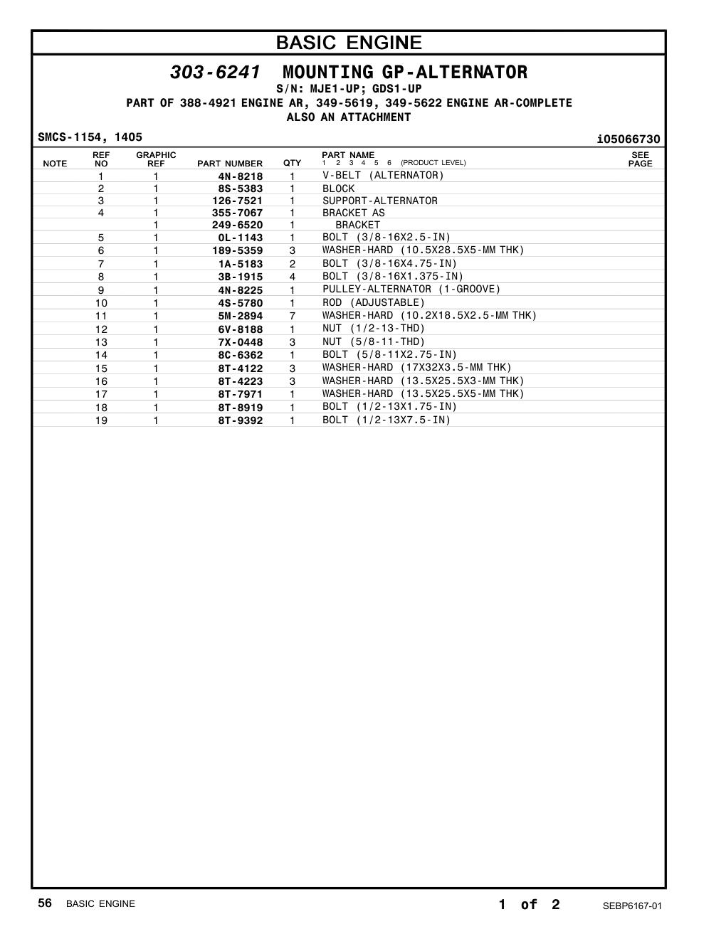 126-7521 SUPPORT-ALTERNATOR CAT parts manual diagram