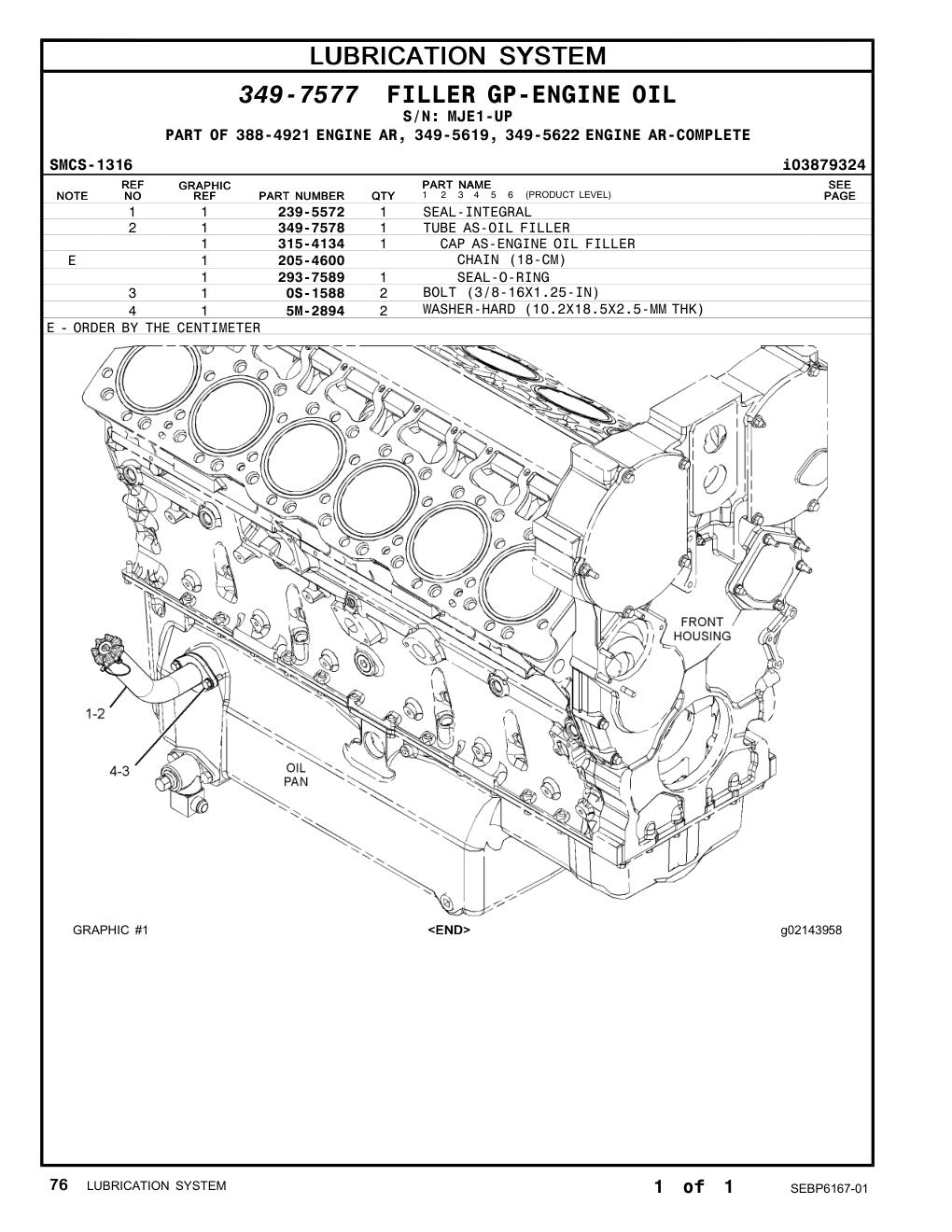 315-4134 CAP AS-ENGINE OIL FILLER · S/N MJE1-UP CAT parts manual diagram