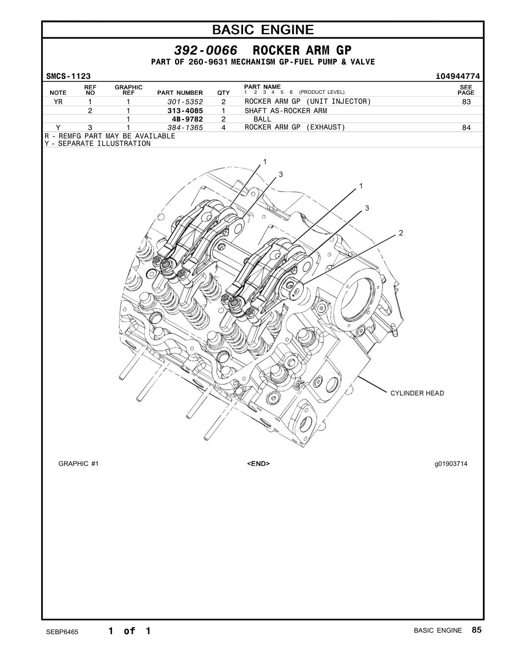 384-1365 - ROCKER ARM GP (EXHAUST)