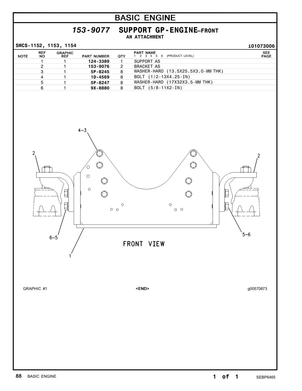 153-9076 BRACKET AS CAT parts manual diagram