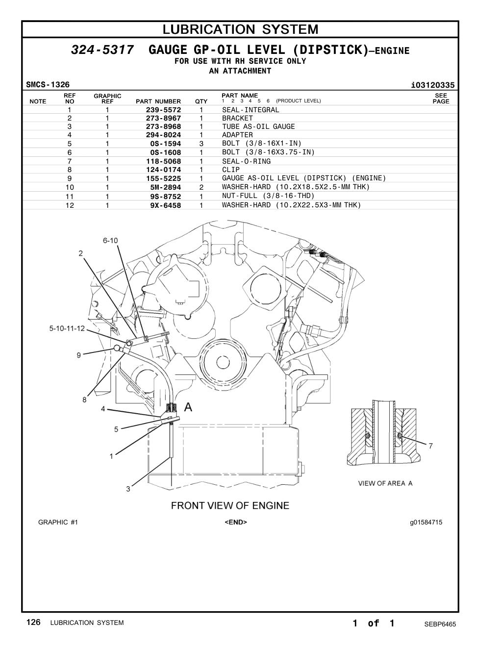 273-8968 TUBE AS-OIL GAUGE CAT parts manual diagram