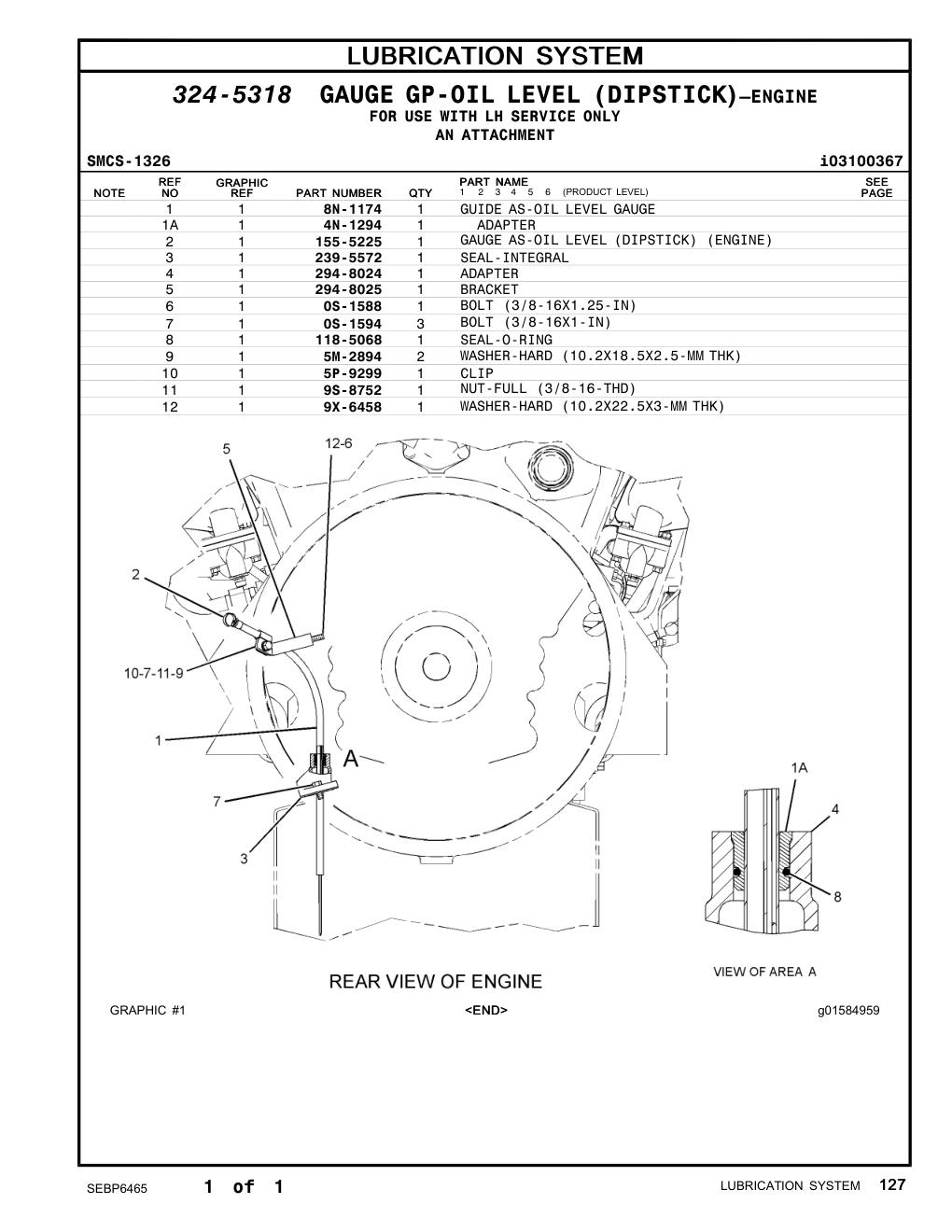 8N-1174 GUIDE AS-OIL LEVEL GAUGE CAT parts manual diagram