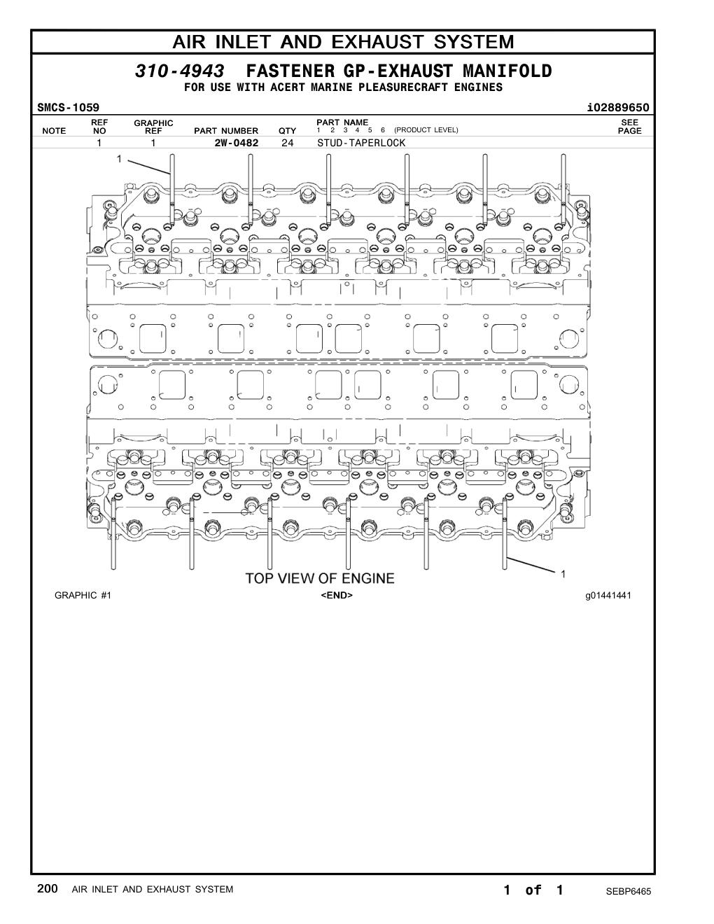2W-0482 STUD-TAPERLOCK CAT parts manual diagram