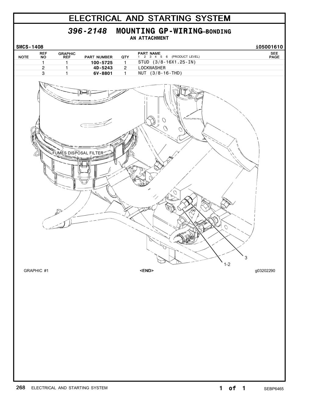 100-5725 STUD (3/8-16X1.25-IN) CAT parts manual diagram