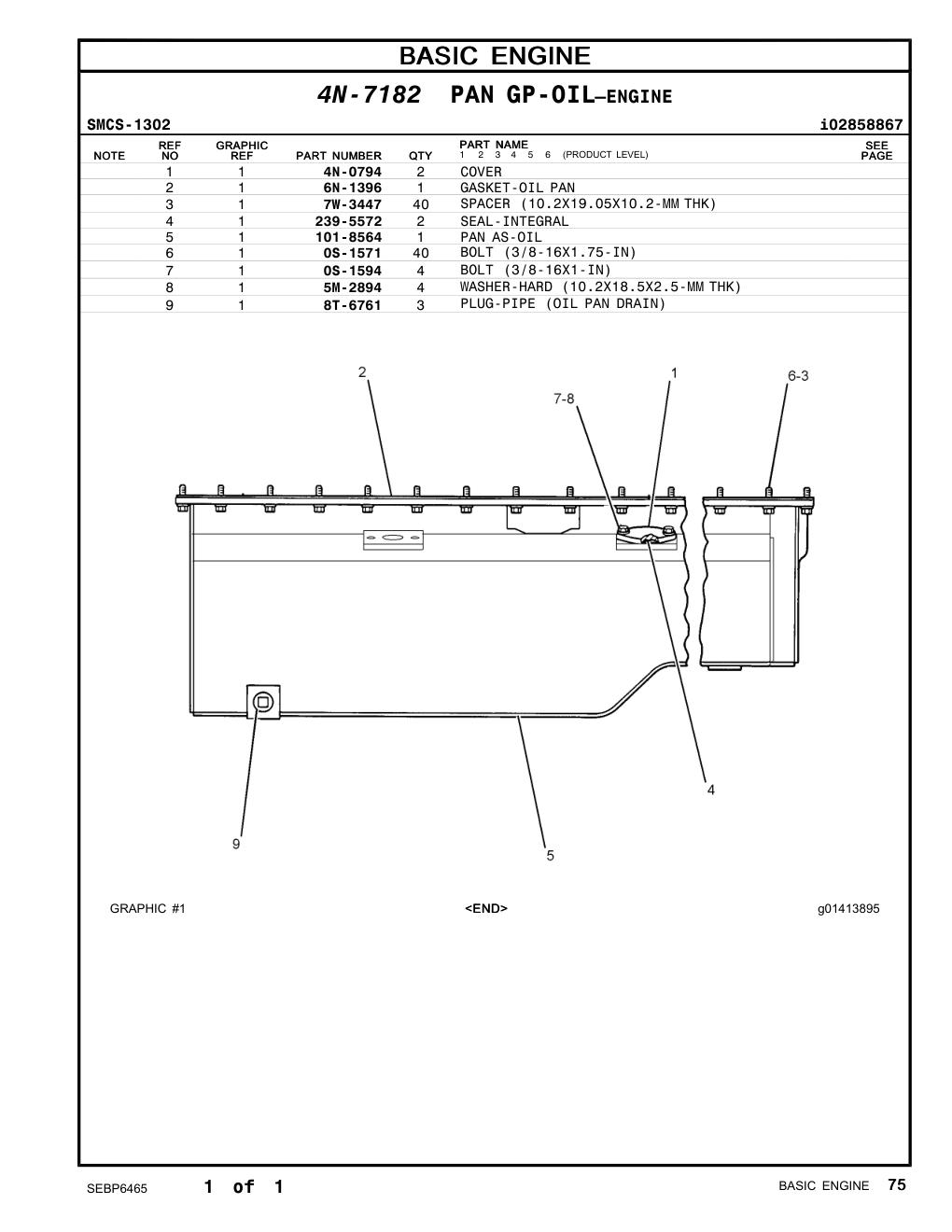 101-8564 PAN AS-OIL CAT parts manual diagram