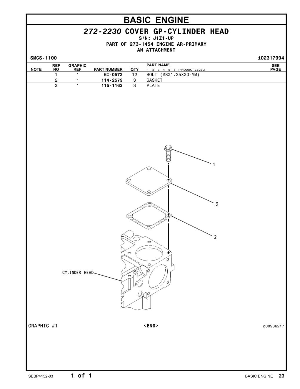 115-1162 PLATE · S/N J1Z1-UP CAT parts manual diagram