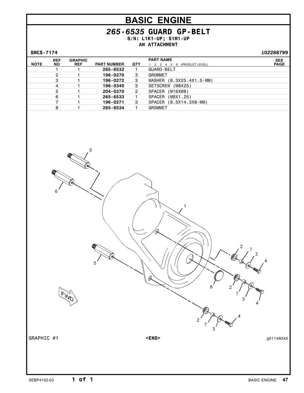 204-0370 SPACER (M16XM8) CAT parts manual diagram