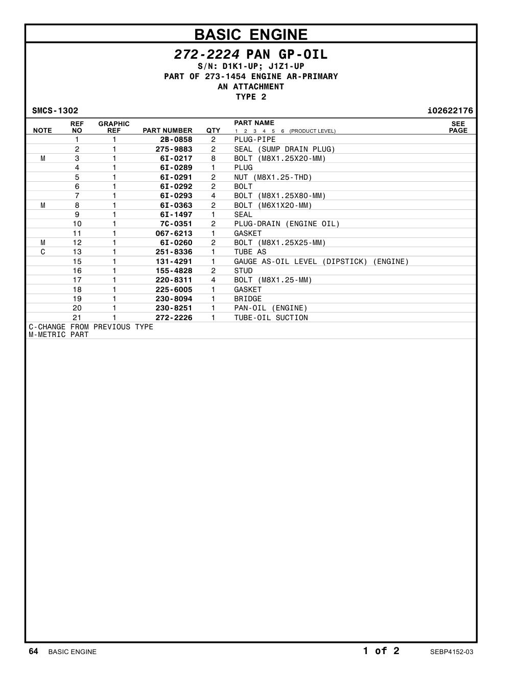 275-9883 SEAL (SUMP DRAIN PLUG) CAT parts manual diagram