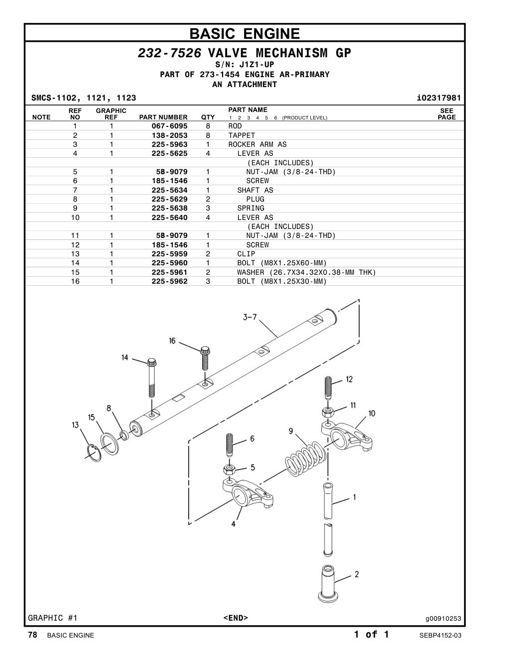 225-5629 PLUG · S/N J1Z1-UP CAT parts manual diagram