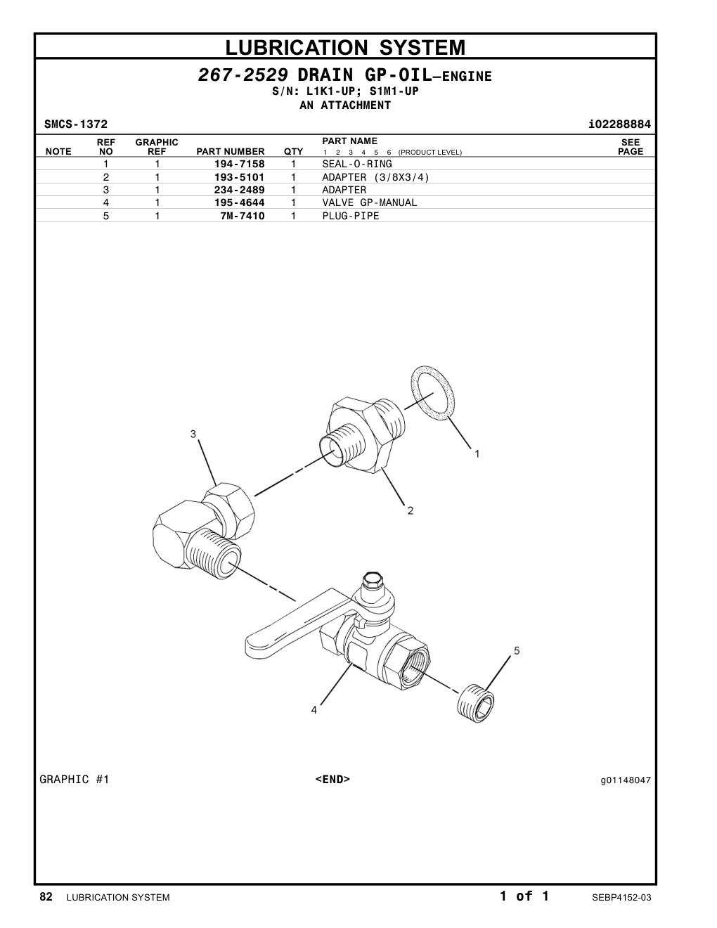 195-4644 VALVE GP-MANUAL CAT parts manual diagram