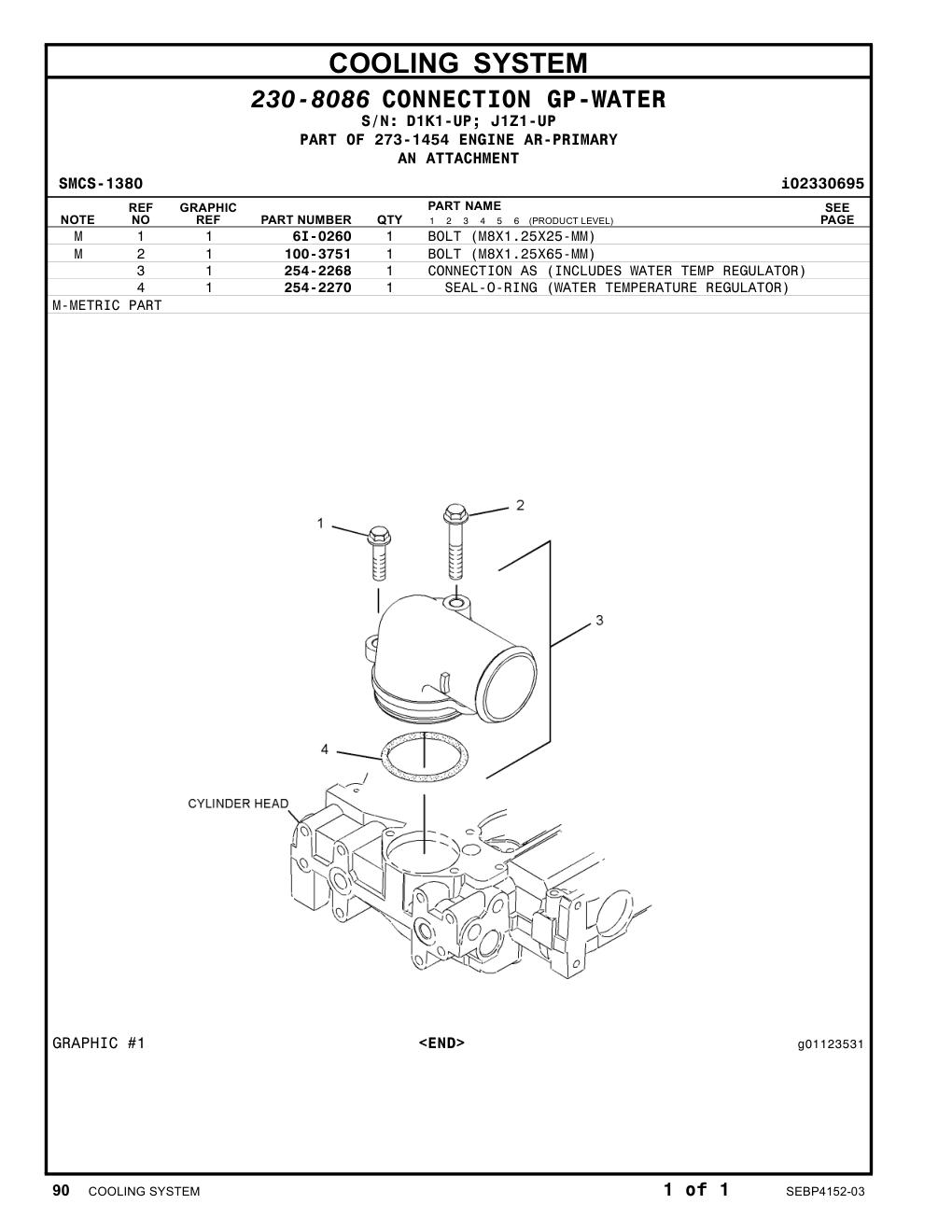 254-2268 CONNECTION AS (INCLUDES WATER TEMP REGULATOR) CAT parts manual diagram
