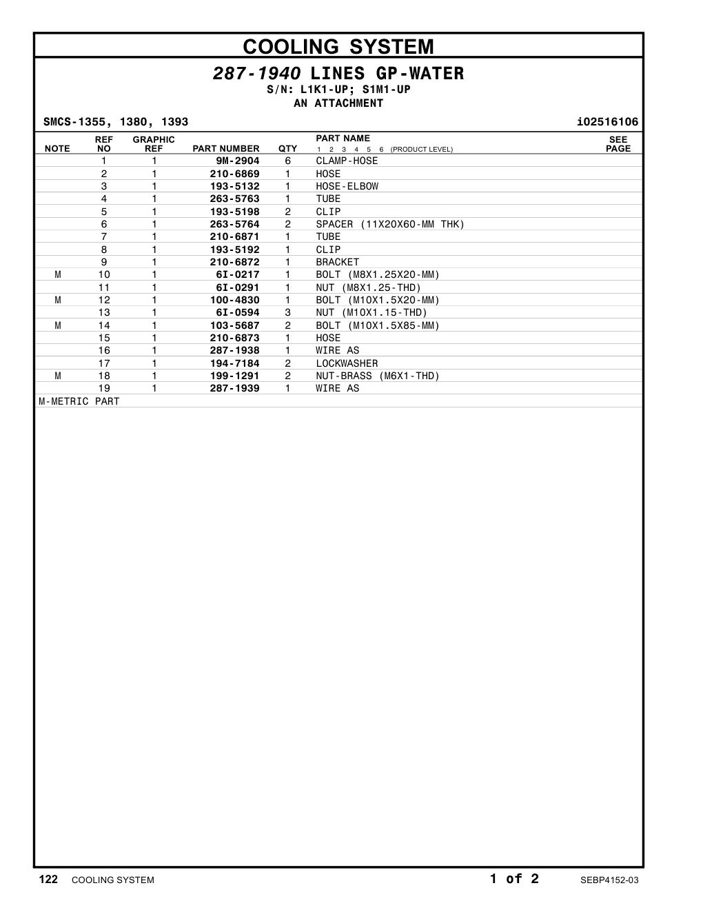 287-1938 WIRE AS CAT parts manual diagram
