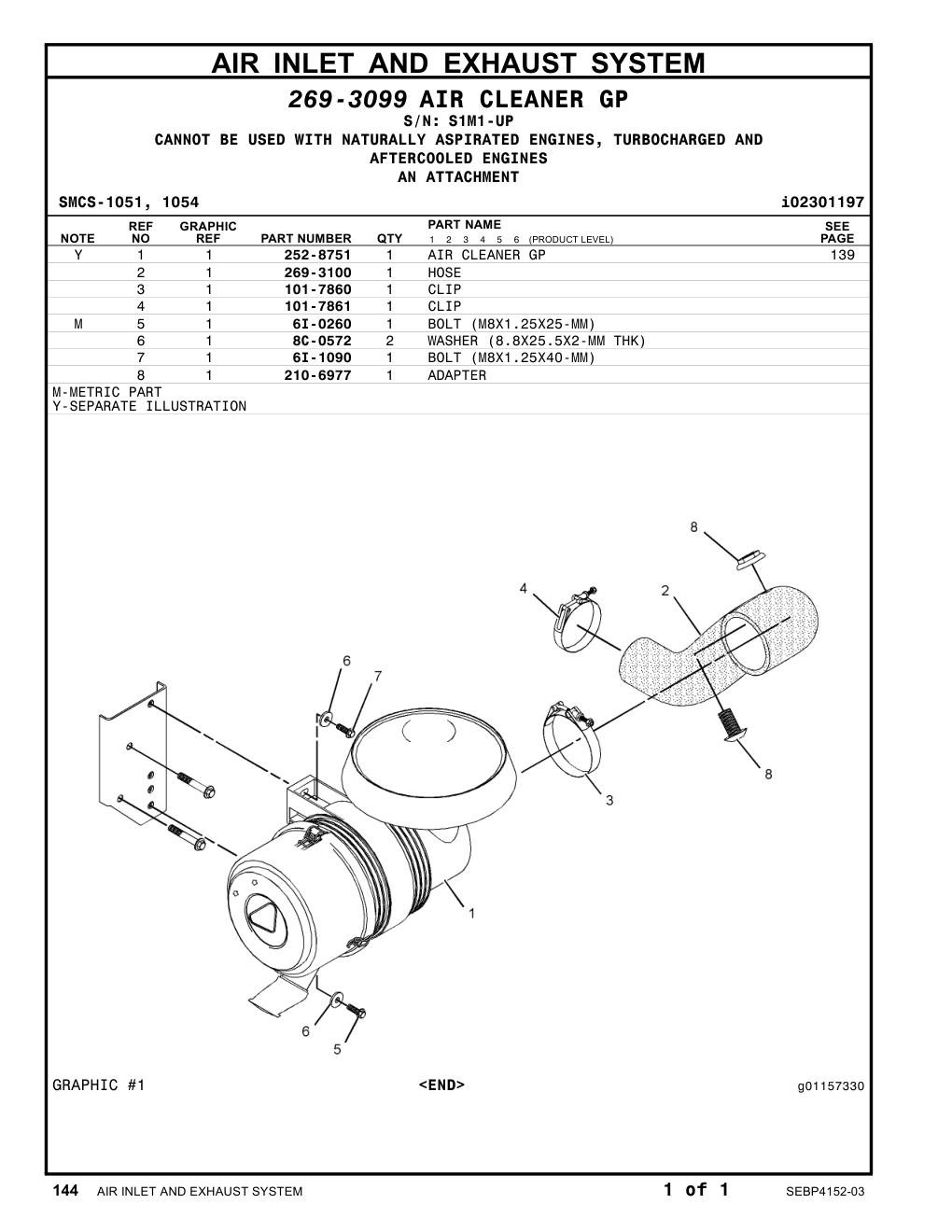 269-3100 HOSE · S/N S1M1-UP CAT parts manual diagram