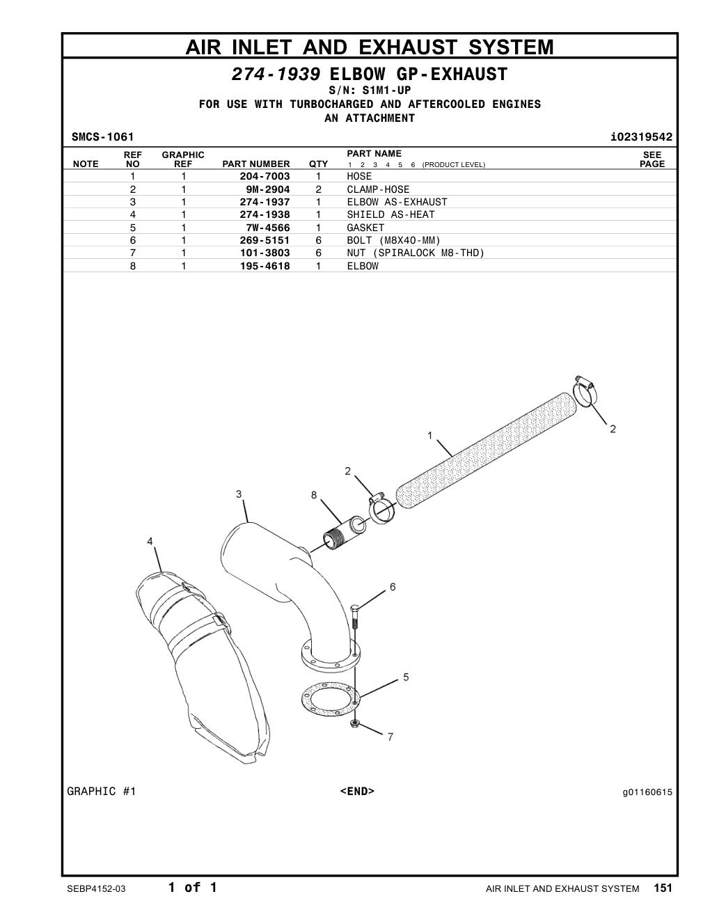 204-7003 HOSE · S/N S1M1-UP CAT parts manual diagram